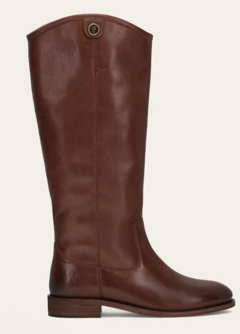 Frye Melissa Button 2 Cognac Brown Leather Equestrian Riding Boot-Size 7.5